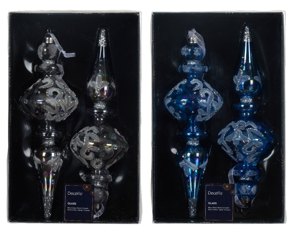 Homesmiths Ornament Glass Iridescent Finish With Transparent Beads Decoration