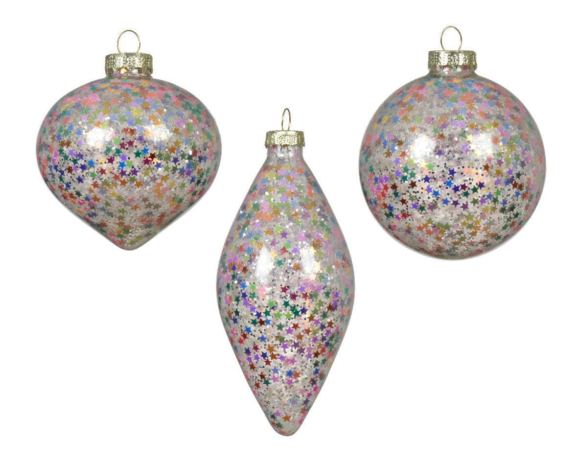 Homesmiths Bauble Glass Transparent Color With Spangles Transparent 8cm