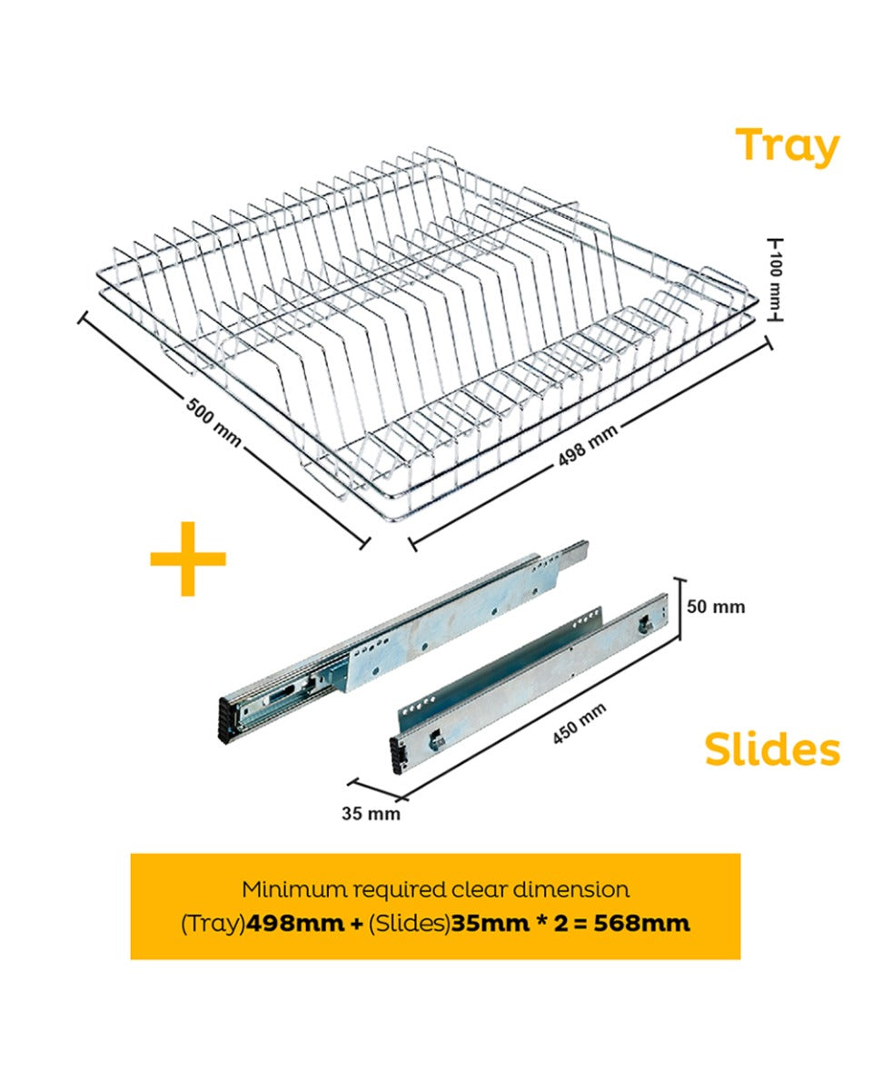 Tansel Pull Out Pantry Stainless Steel Wire Pull Out Plate Double Rack L 498 x H 100 x W 485 mm