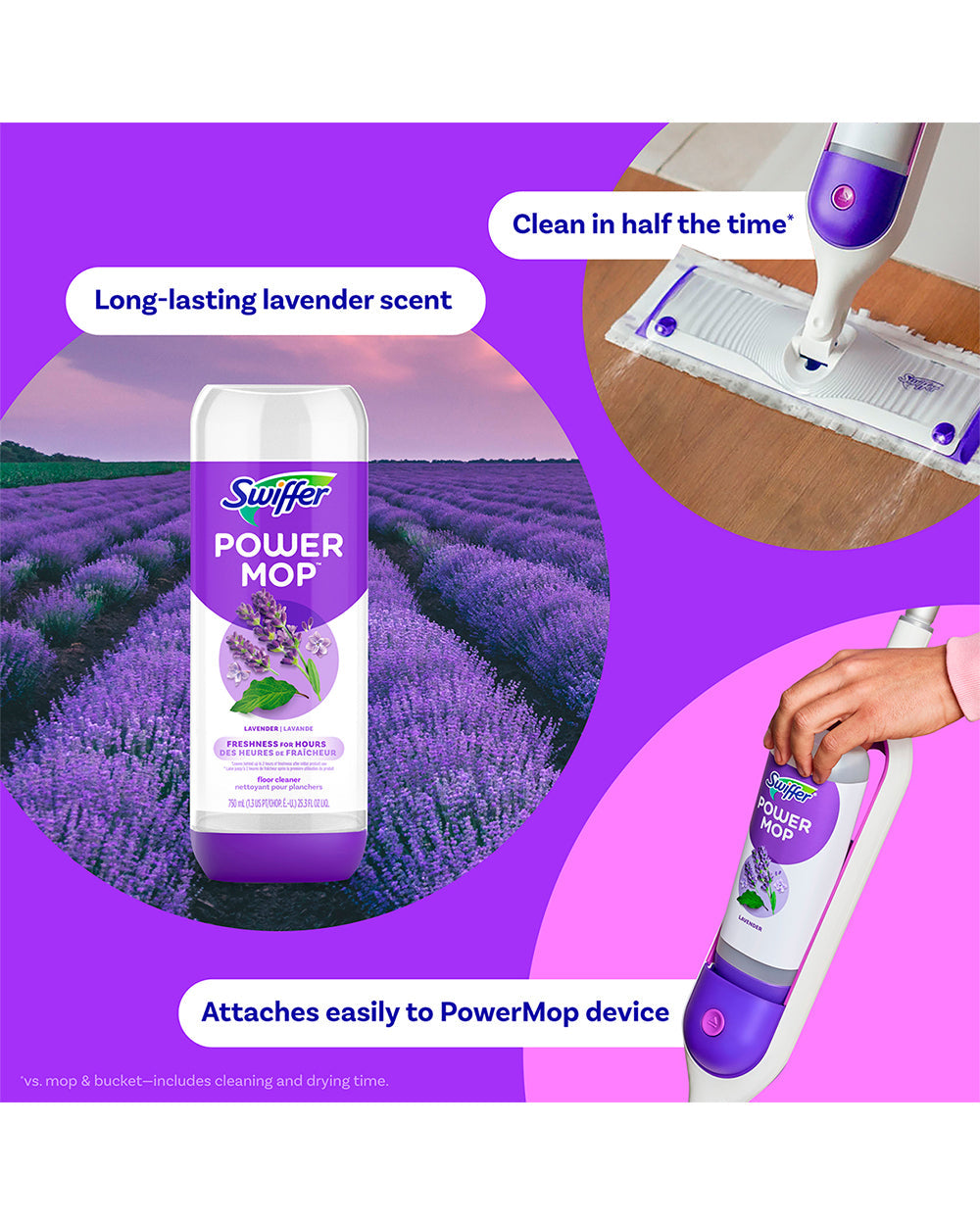 Swiffer 750ML Power Mop Cleaning Solution Lavender Scent
