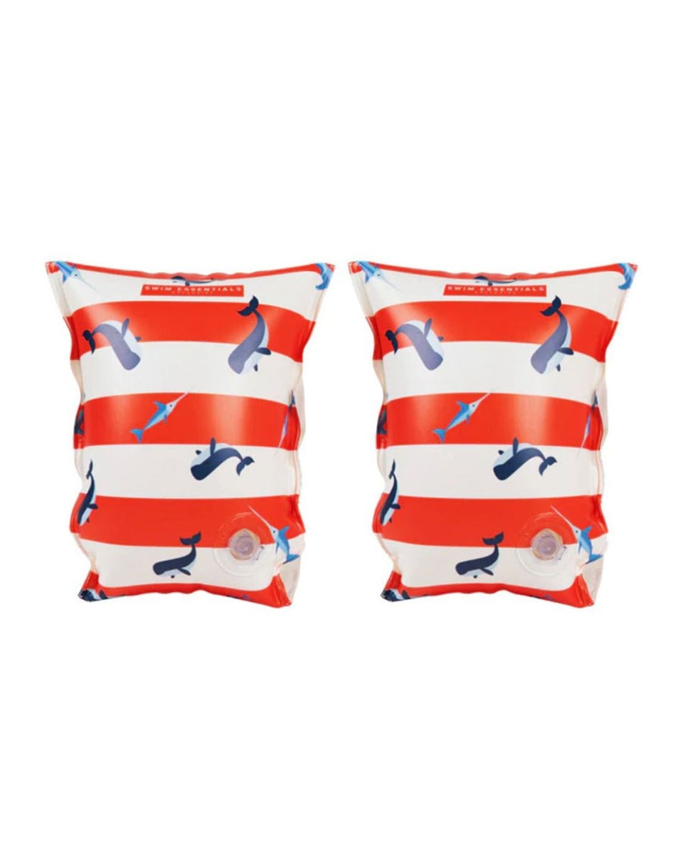 Swim Essentials Red-White Whale Inflatable Swimming Armbands 2-6 years