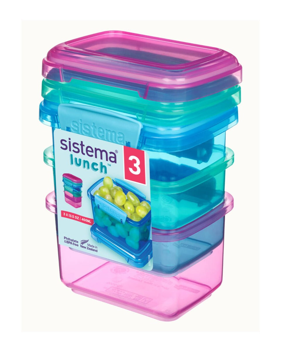 Sistema Rectangular Lunch Colored 3 Pack 400ML