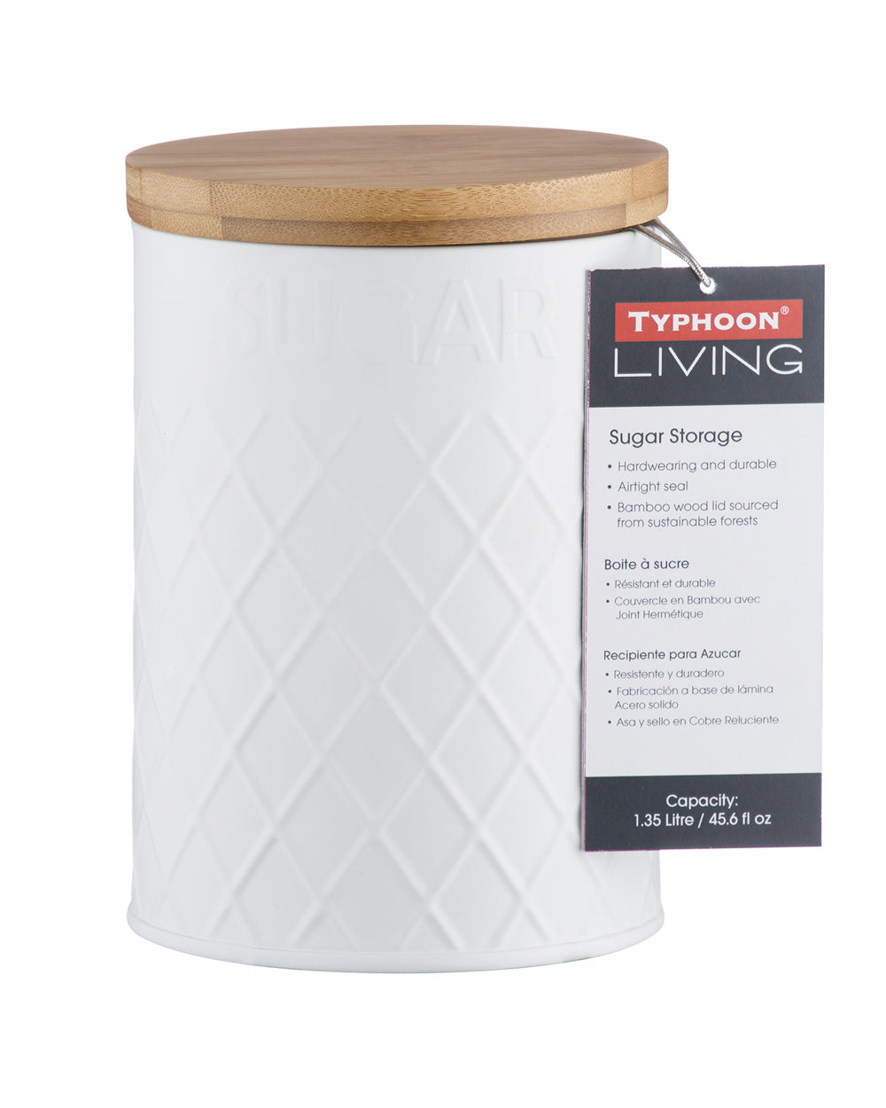 Typhoon Embossed Sugar Storage White