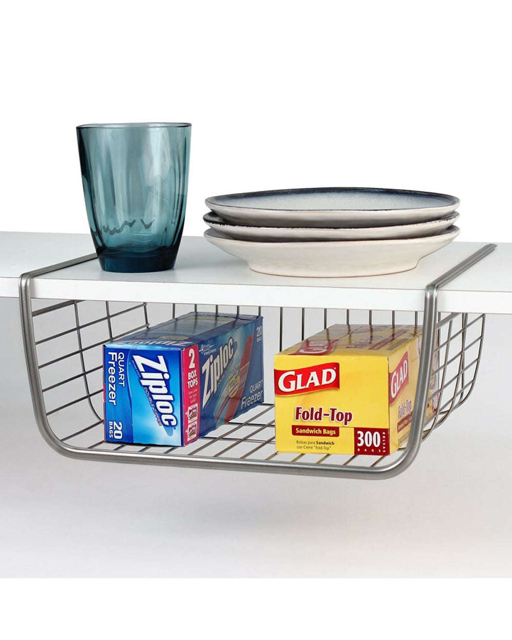 Spectrum Ashley Over the Shelf Basket Satin Nickel Small