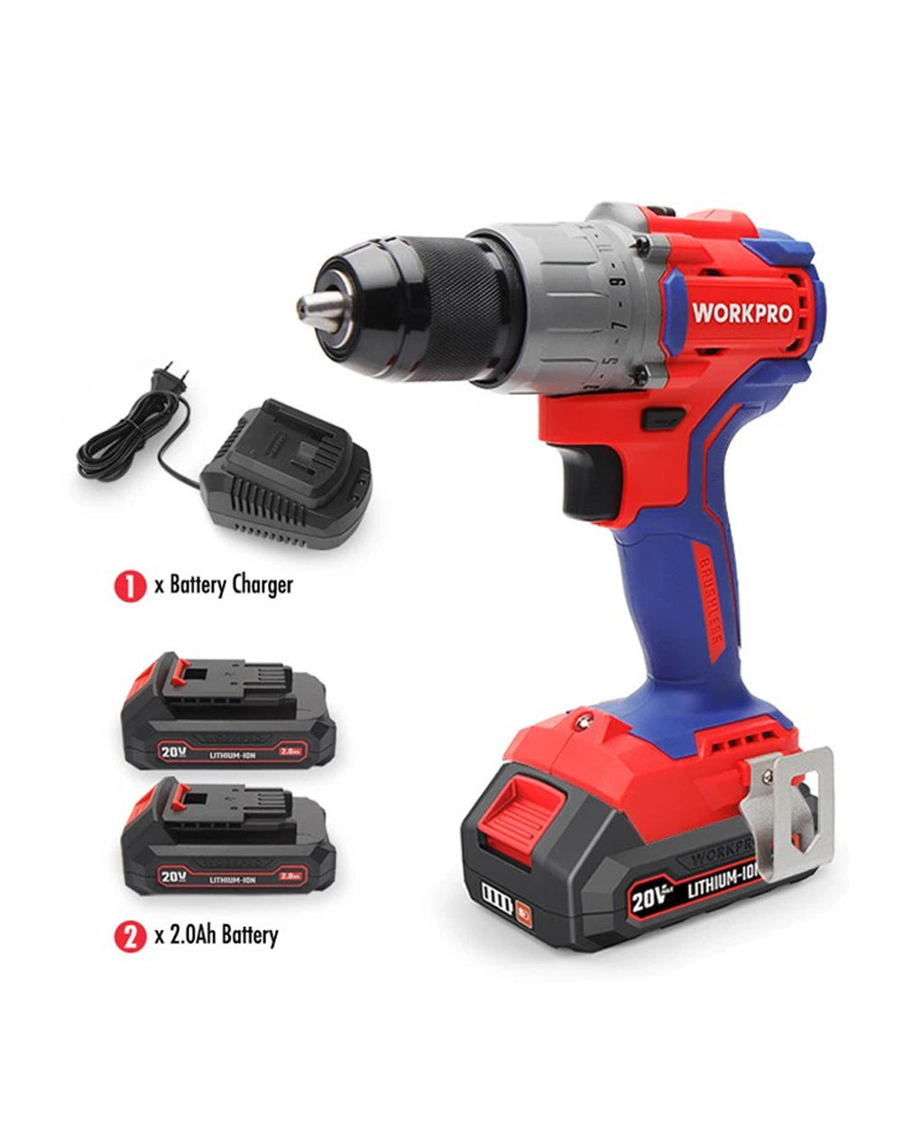Workpro 20V 13Mm Brushless Drill Set