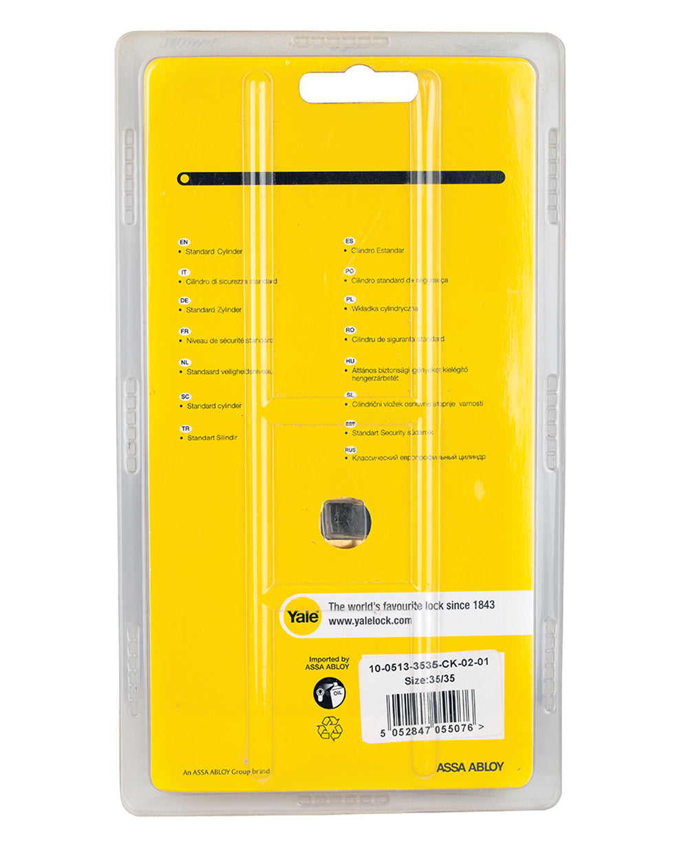 Yale 500 Series Double Euro Profile Cylinder 35+35 Key Plus Coin Polished Brass CH1452