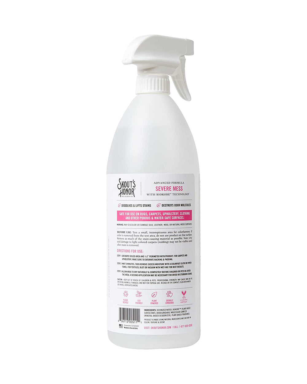 Skouts Honor  1.03 Liter Stain & Odor Severe Mess Advanced Formula Cat Cleaning