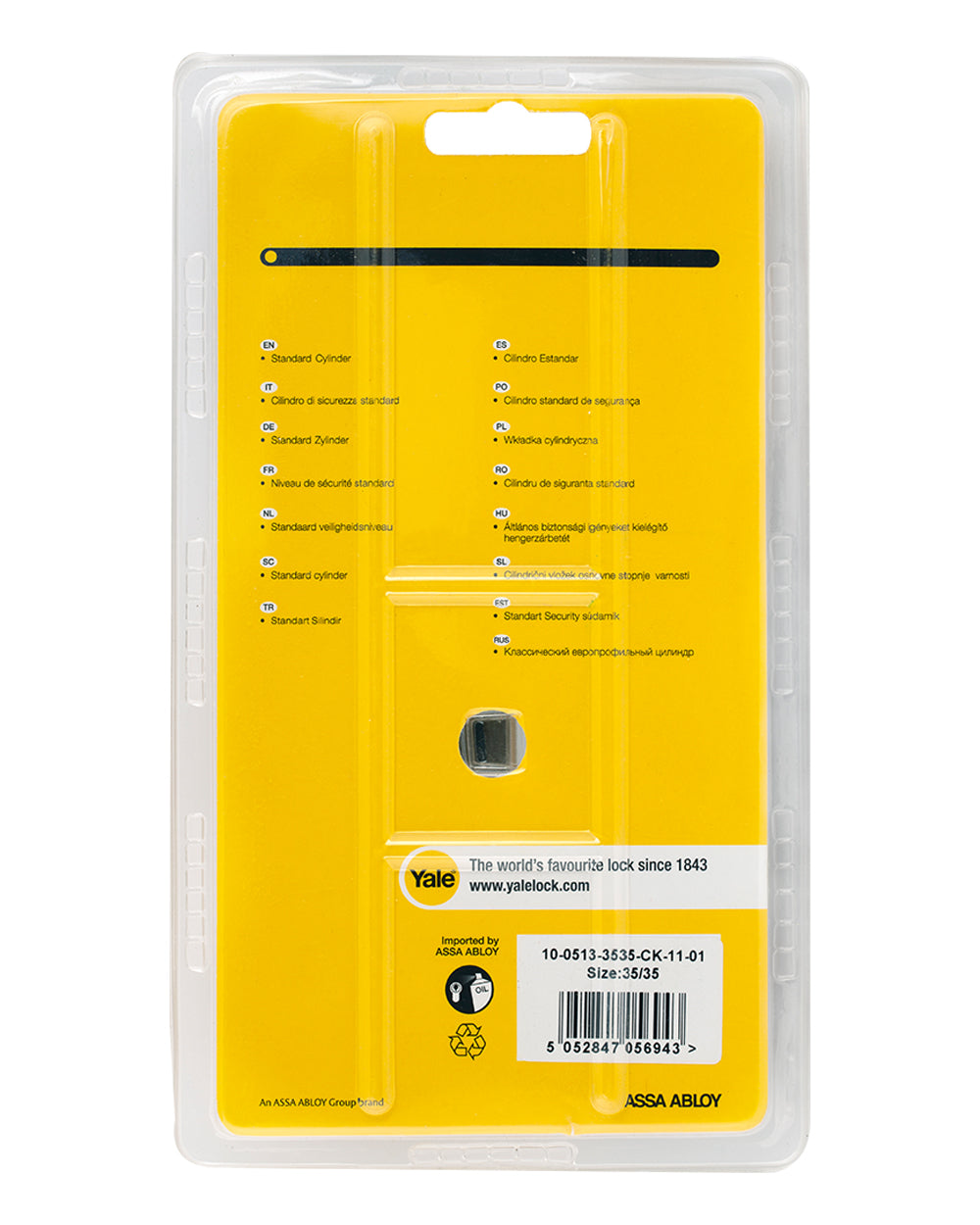 Yale 500 Series Double Euro Profile Cylinder 35+35 Key Plus Coin Polished Brass CH1453