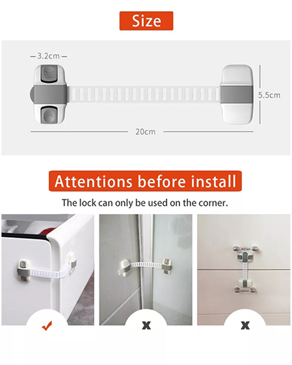Vee Seven Ajustable Multipurpose, Cabinet, Toilet & Window Lock