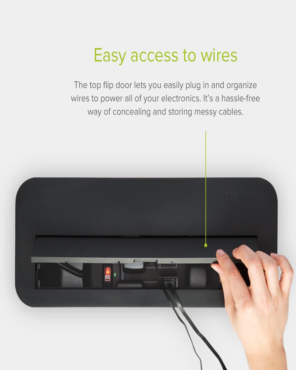 UTW In-Box Cable Organizer Under Desk Black