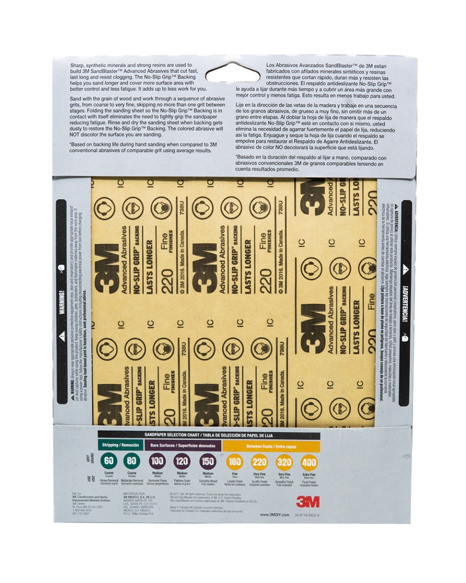 3M 3Pack 9x11 Sandpaper Assorted