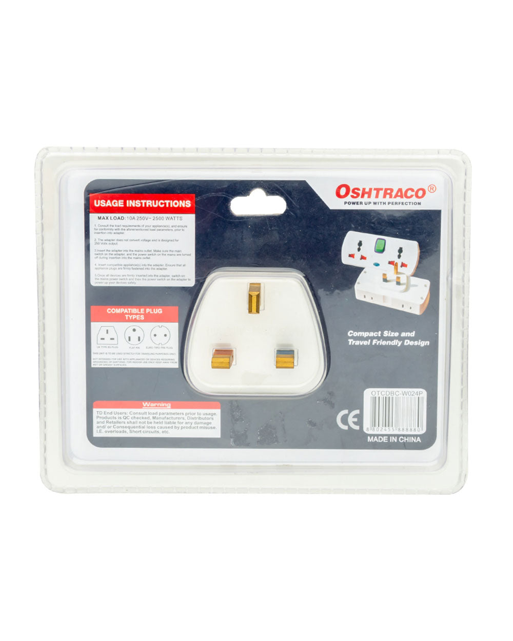 Oshtraco 13 AMP 2 Way Multi Socket and W.SW.L+2 Pin Flate