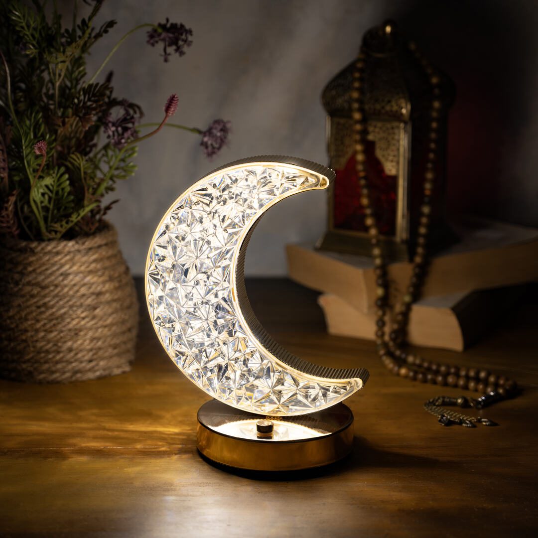 HilalFul Crystal Crescent Table Lamp