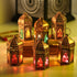 Hilalful Mini Copper Antique Style Lanterns MultiColor Glass Set of 6
