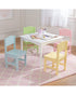 Homesmiths Kid's 1 Wooden Table & 4 Pinewood Chairs Set, Pastel Colors