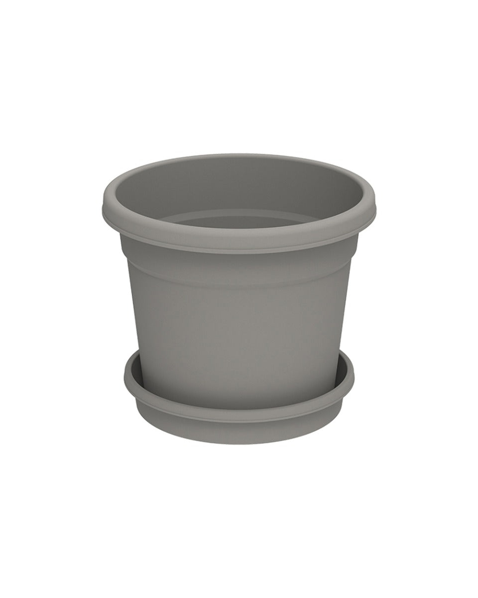 Cosmoplast Round Flower Pot With Tray 6 inch Curver Grey