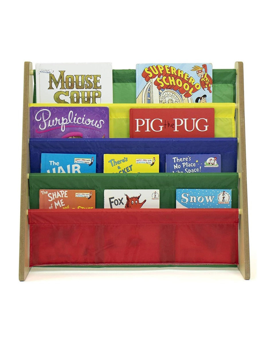 Homesmiths 5 Shelf Book Rack Wood Melamine (Beige) With 5 Multicolor Fabric, D30cm x W65cm x H65cm