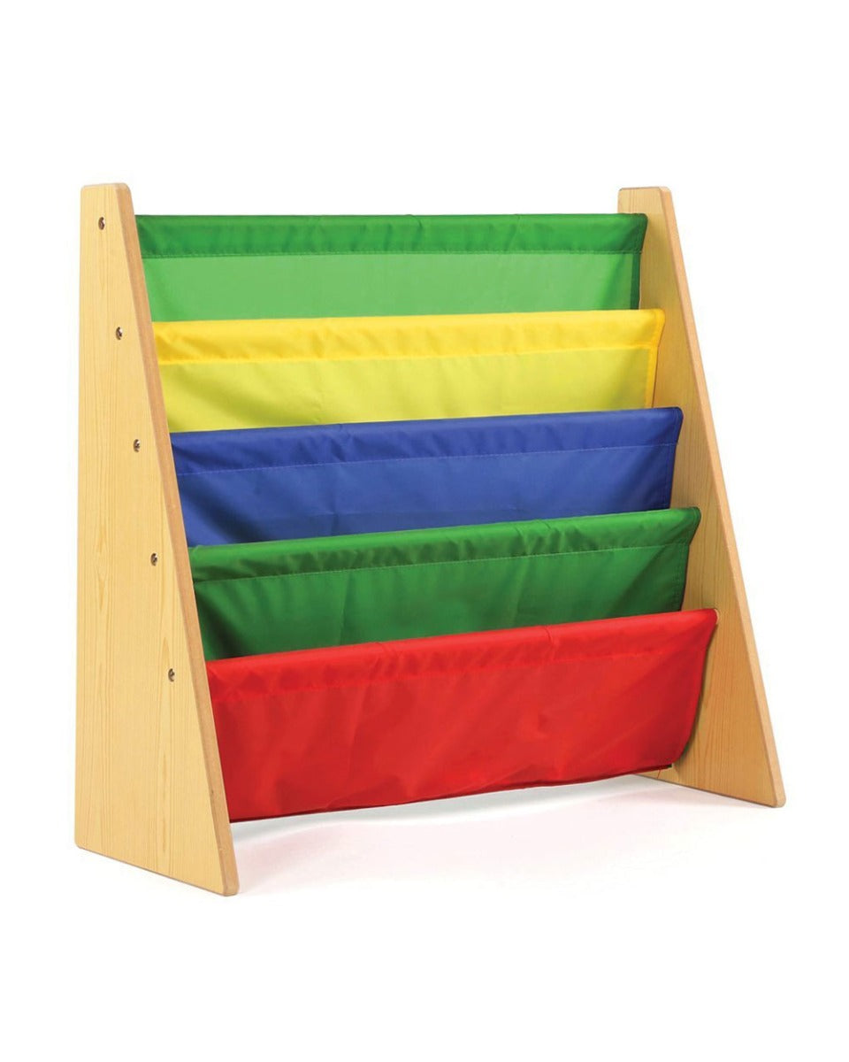 Homesmiths 5 Shelf Book Rack Wood Melamine (Beige) With 5 Multicolor Fabric, D30cm x W65cm x H65cm