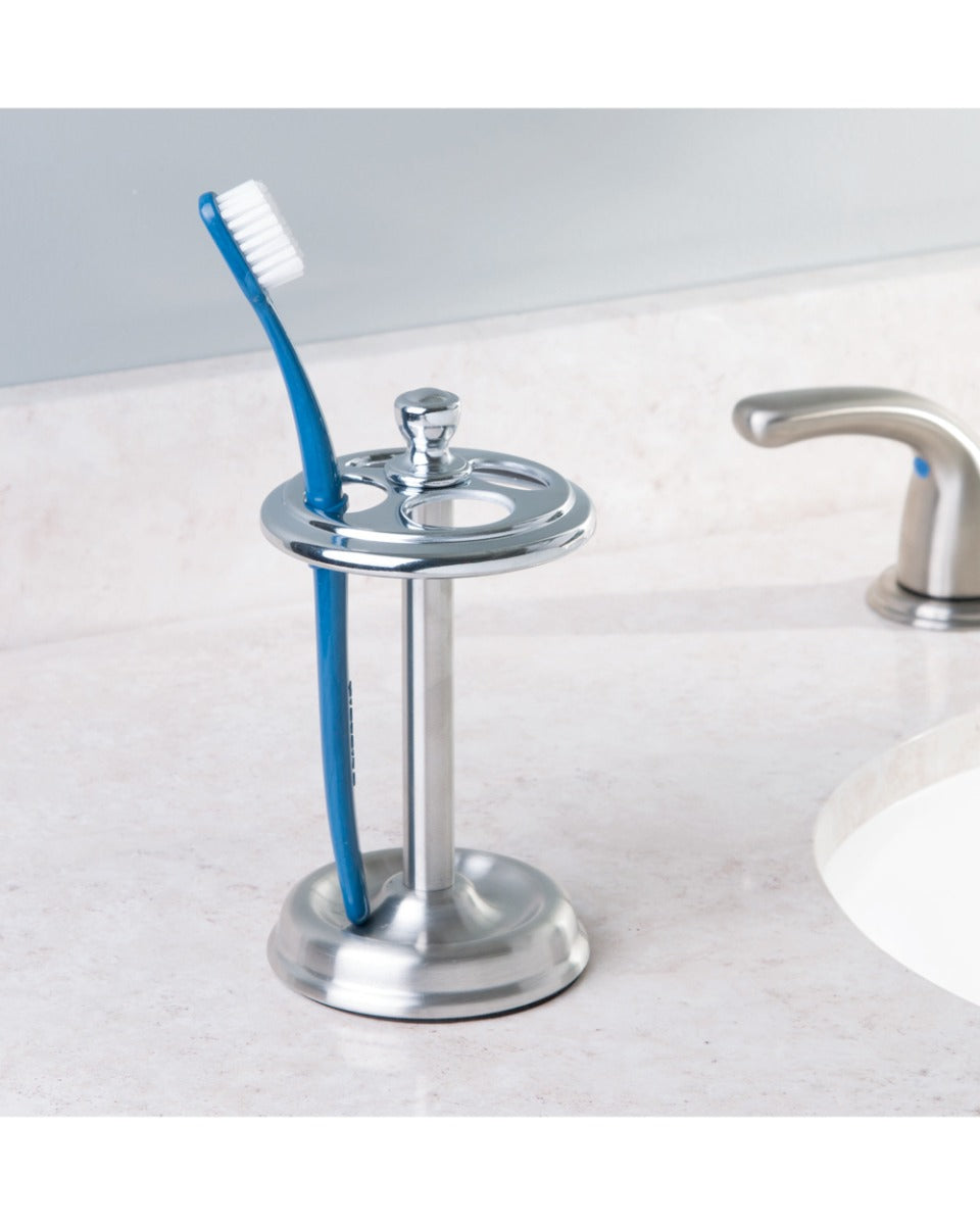 Interdesign York Metal Tooth Brush Holder Stand Split Finish 3 x 3 x 5.7 inch