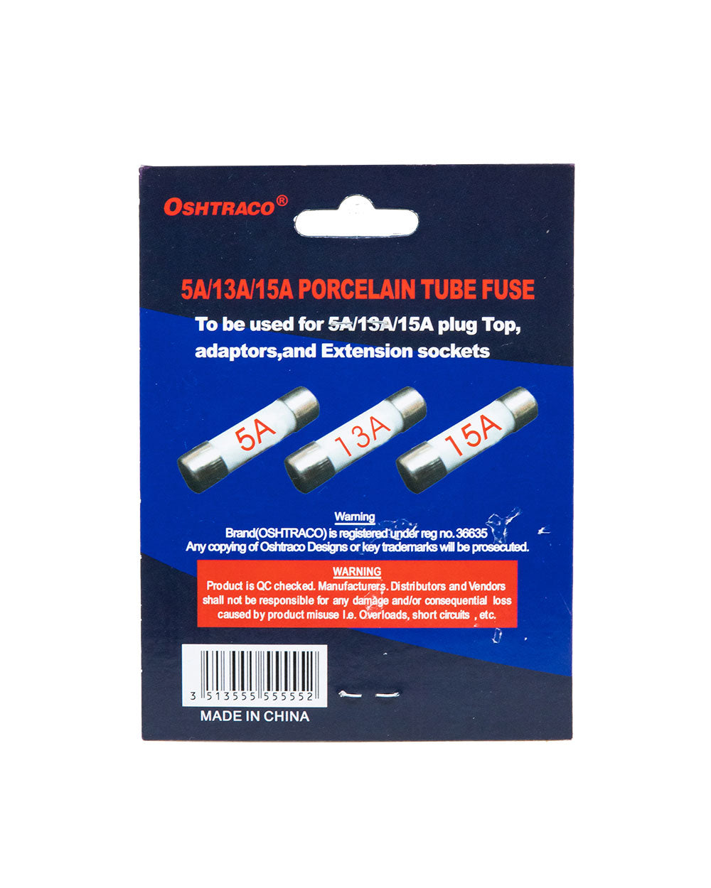 Oshtraco 5A/13A/15AMP Assorted Fuse Pack