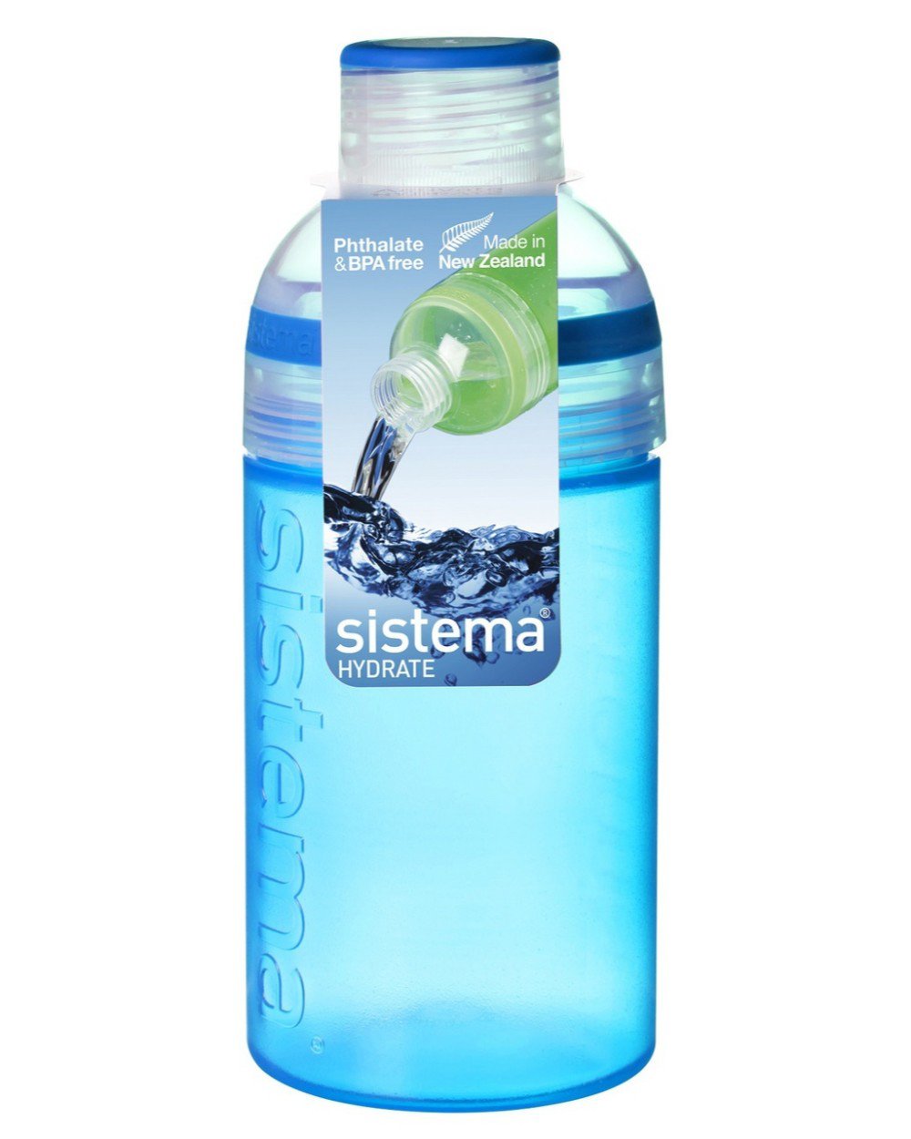 Sistema 480ml Trio Water Bottle Blue