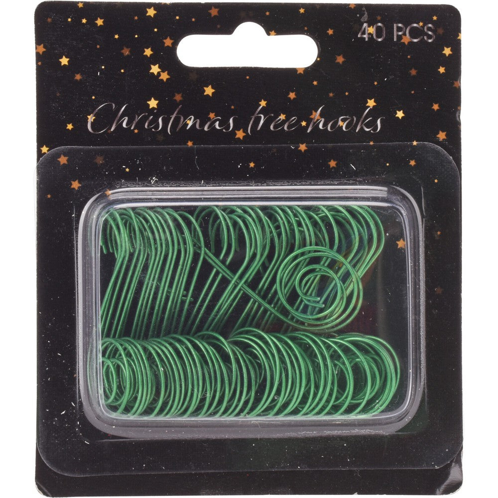 Koopman Christmas Tree Hooks – 40pcs Green Ornament Hangers, Holiday Seasonal Accessories for Tree, Home, Party & Festive Decoration