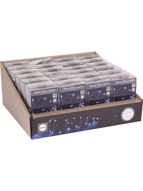 Homesmiths Christmas Silverwire 40Led White In 1 Box