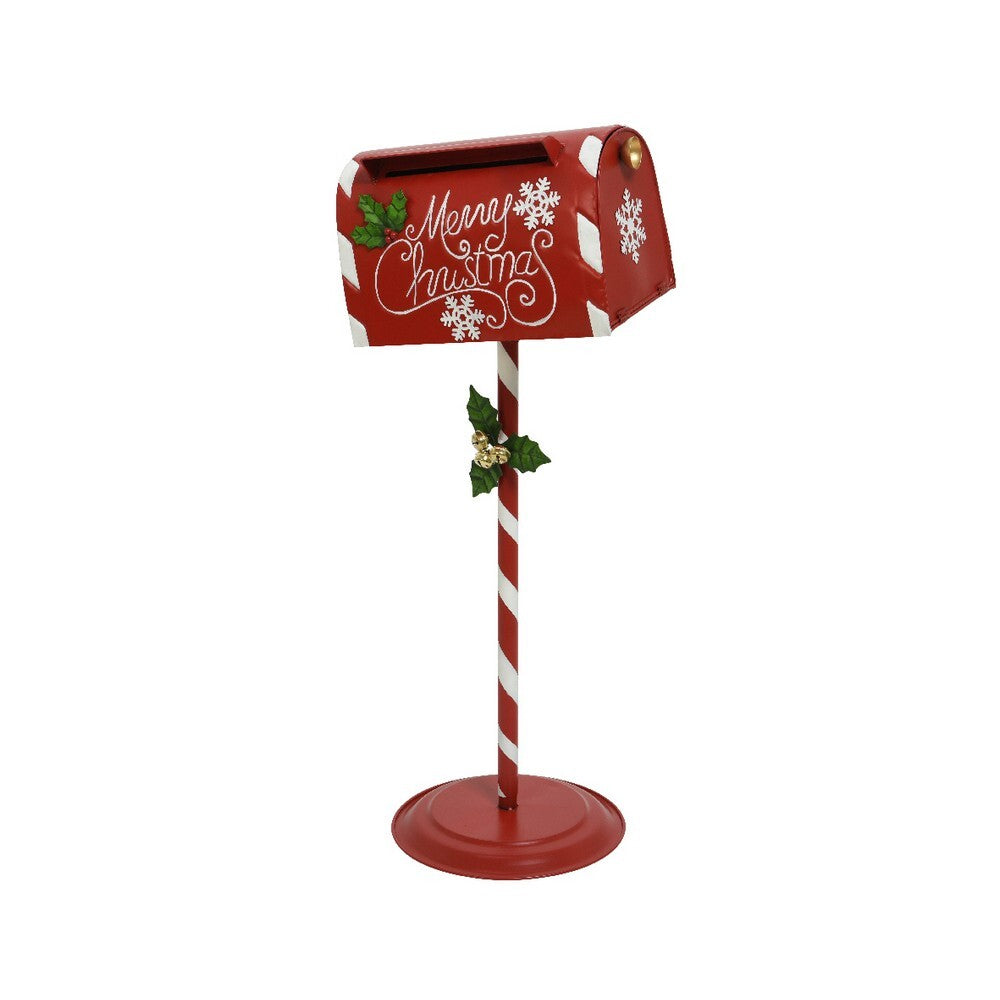 Kaemingk Zinc Mailbox – On Stand, Christmas Holiday Décor, Festive Xmas Home or Garden Accent, Seasonal Mail or Gift Holder