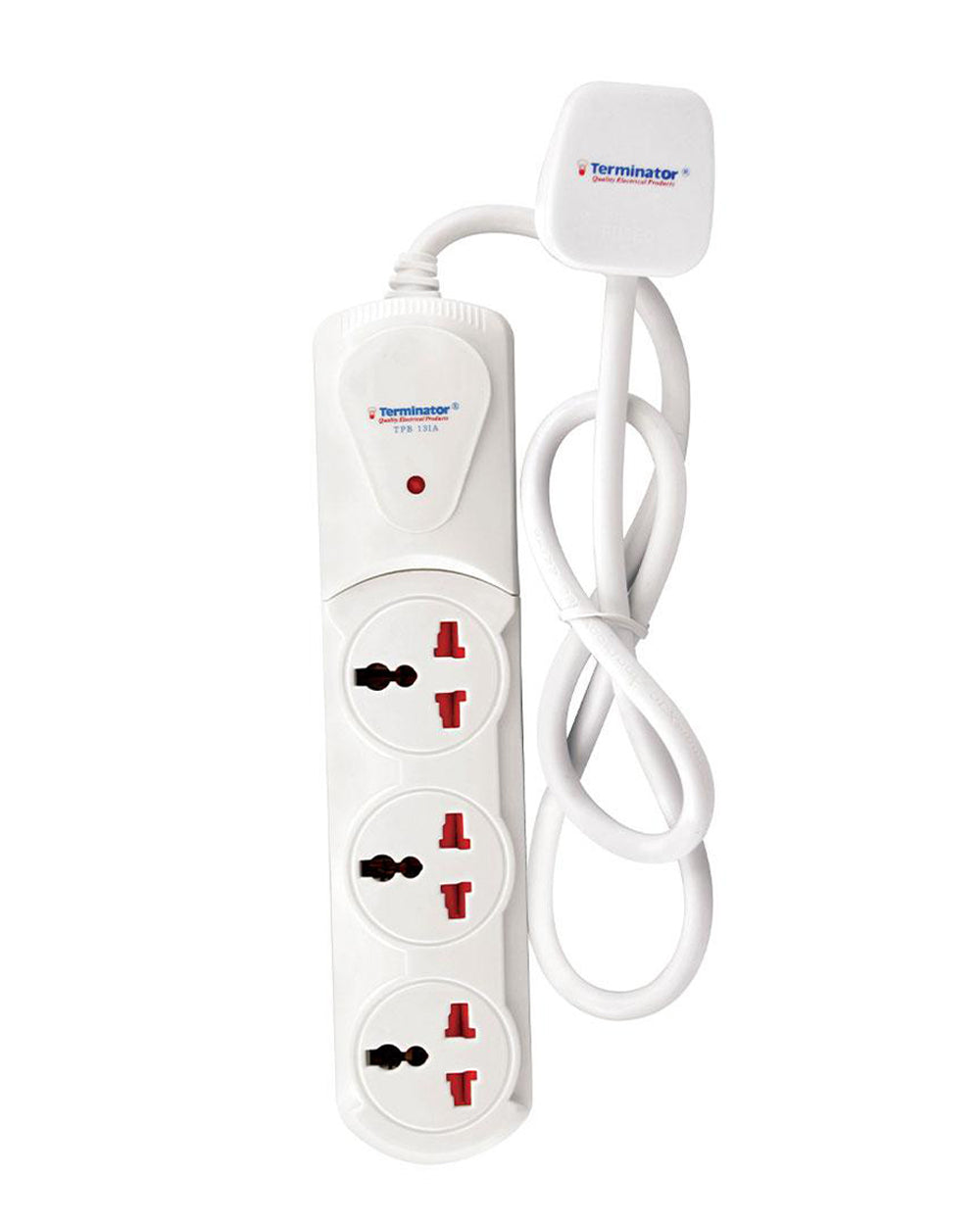 Terminator 3 Way Universal Extension Socket, 2 Meter Cable + 3 Way Multi Adaptor