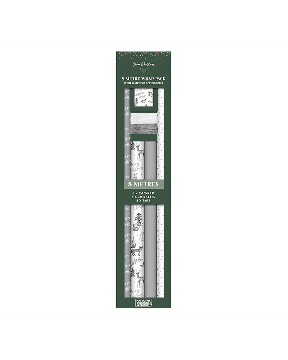 RSW 8 Meter Wrap Pack Silver Deer 4 Meter Raffia 8 Tags