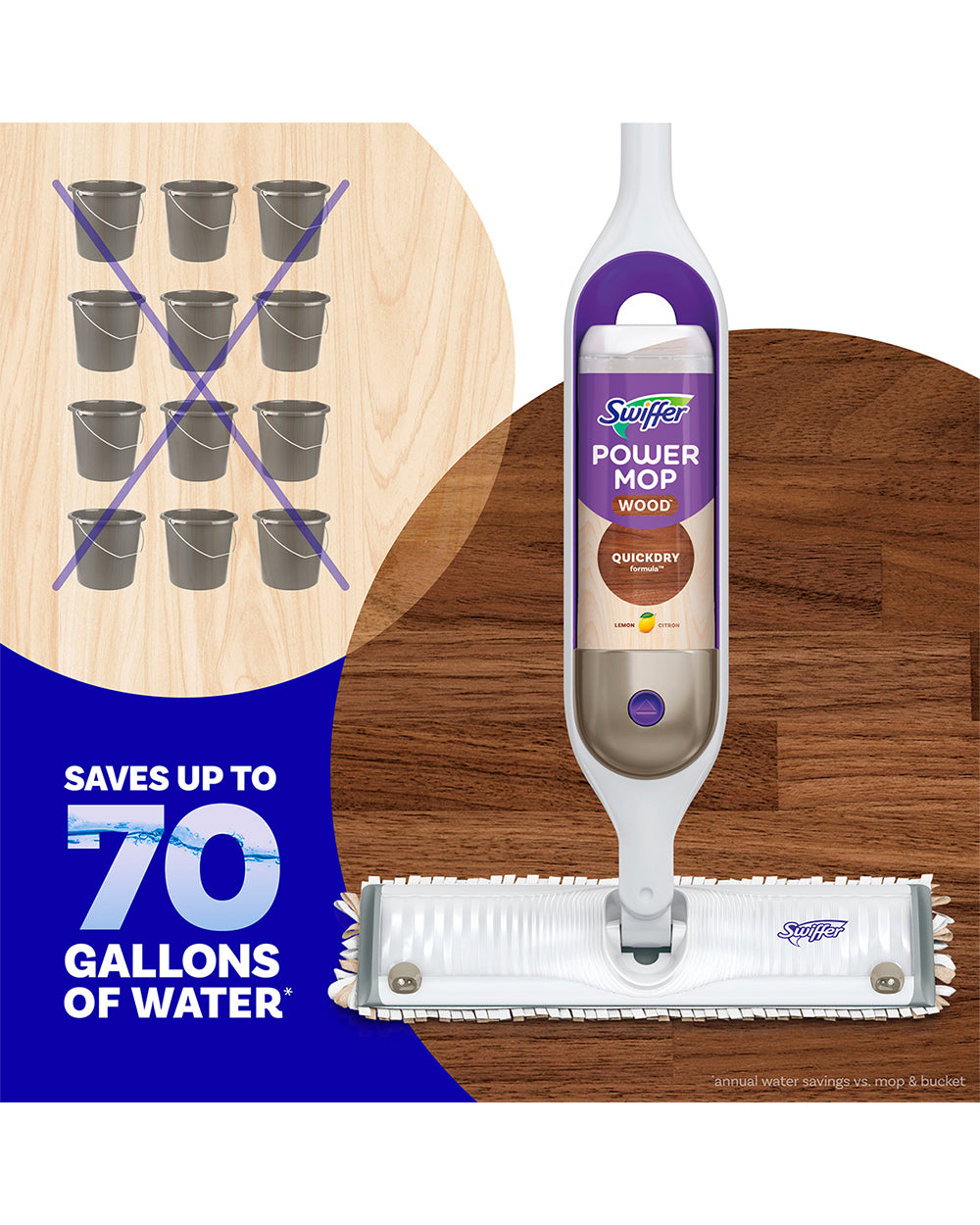 Swiffer 750ML Power Mop Wood Floor Cleaning Solution Lemon Scent