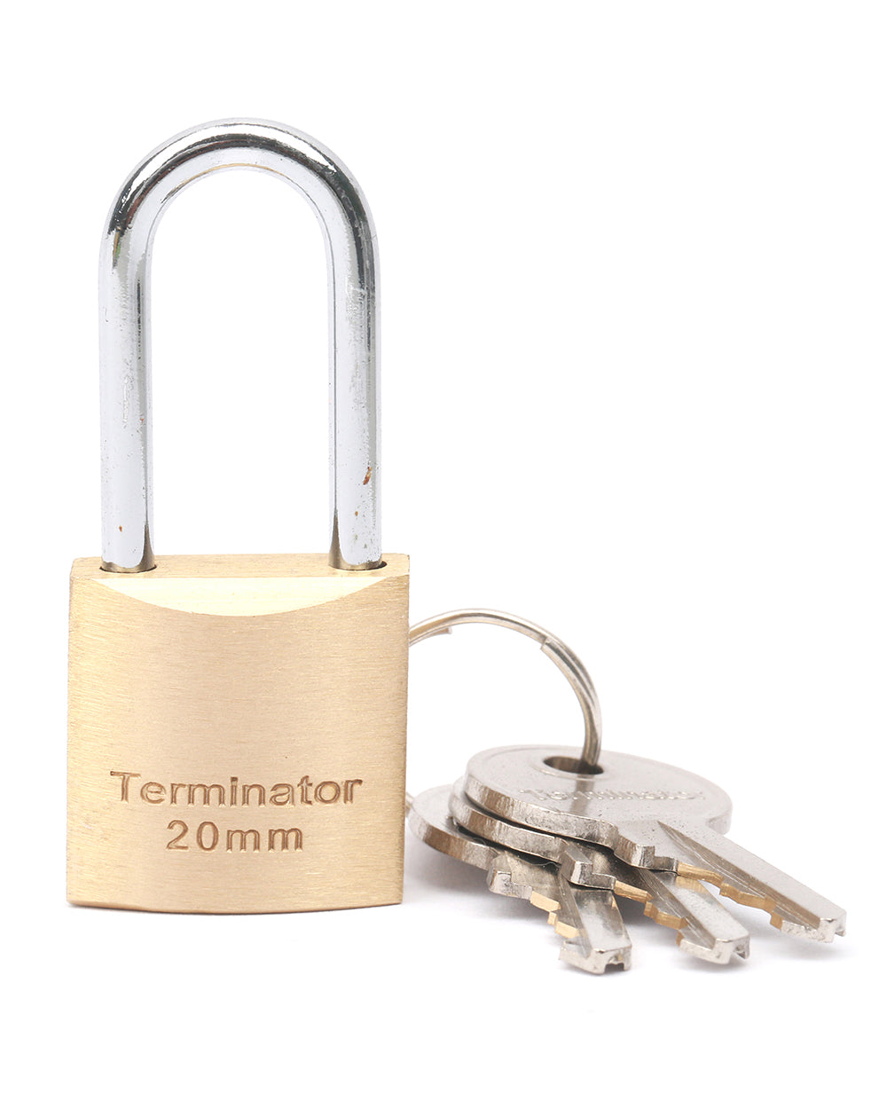 Terminator brand Long Shackle Brass Pad lock 20mm with 3 keys