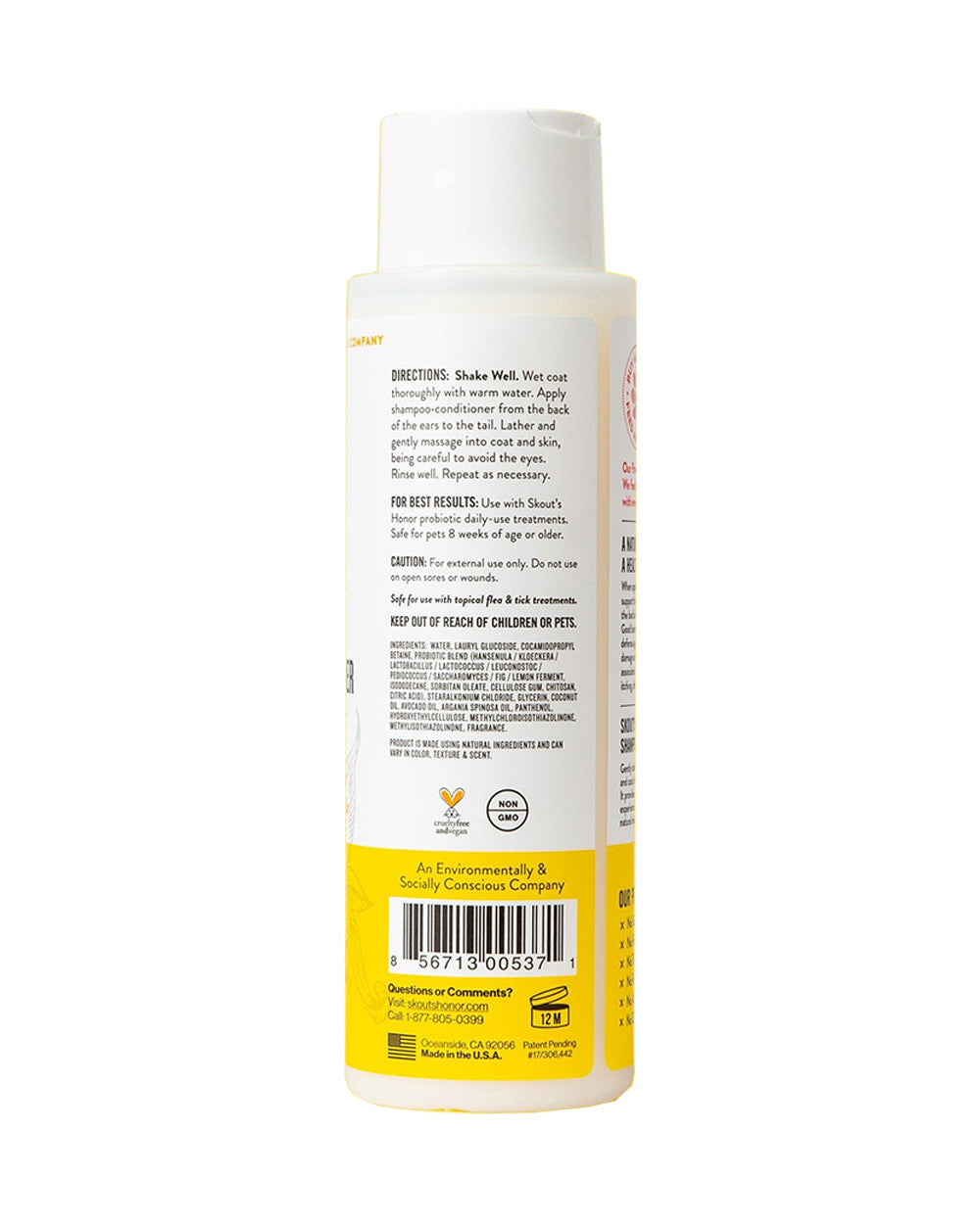 Skouts Honor 475ML Probiotic Shampoo Plus Conditioner Honeysuckle Grooming
