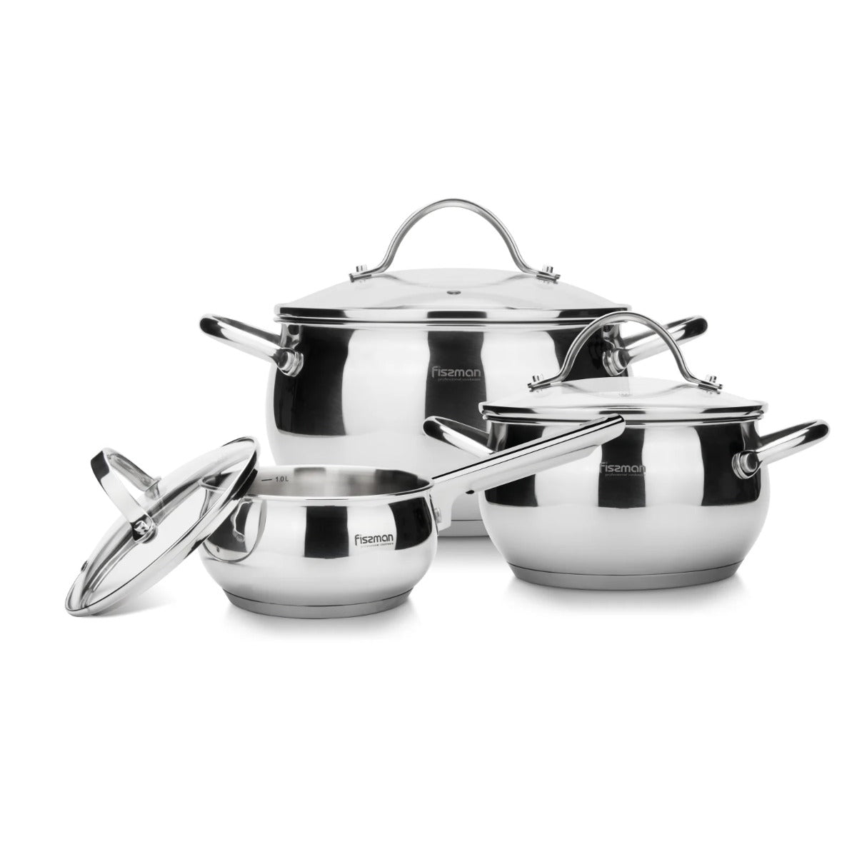 Fissman Martinez 6 Pieces Cookware Set 18/10 Stainless Steel Multi-Layered Induction Bottom Silver