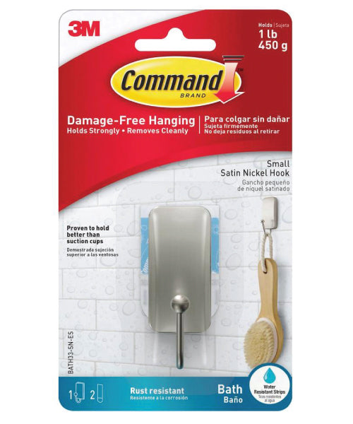 Command Bath Small Hook Satin Nickel