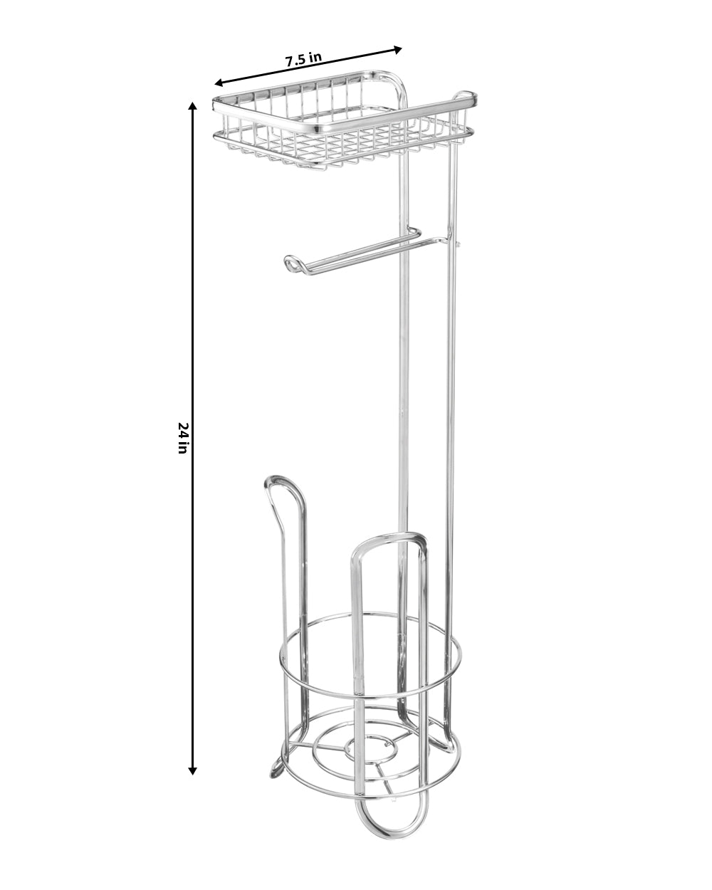Interdesign York Lyra Roll Stand Plus with Shelf Chrome