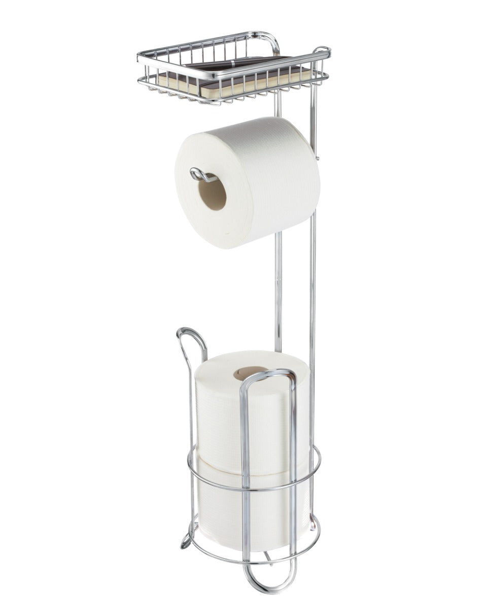 Interdesign York Lyra Roll Stand Plus with Shelf Chrome