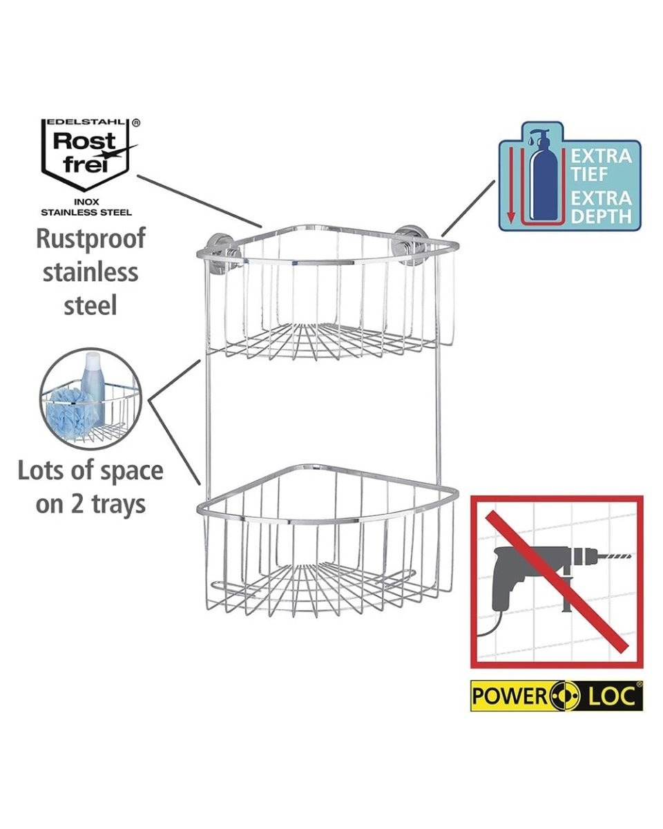 Wenko Power-Loc 2 tier Corner Shelf Large Bovino