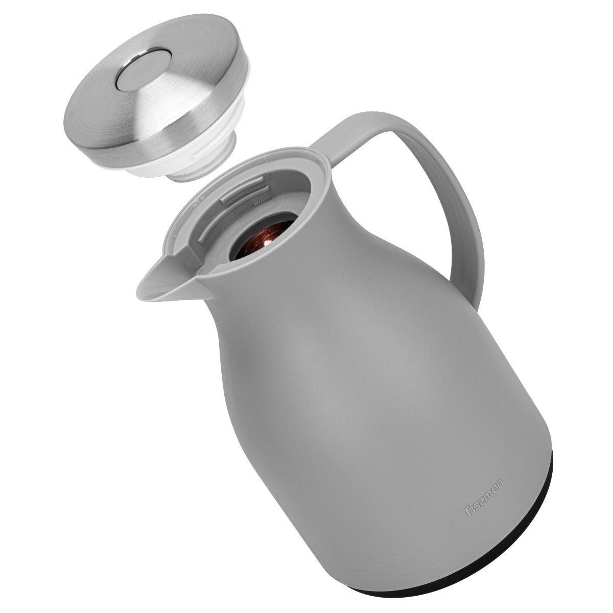 Fissman Vacuum Insulated Flask 1000 ML Grey With Pink Glass Liner