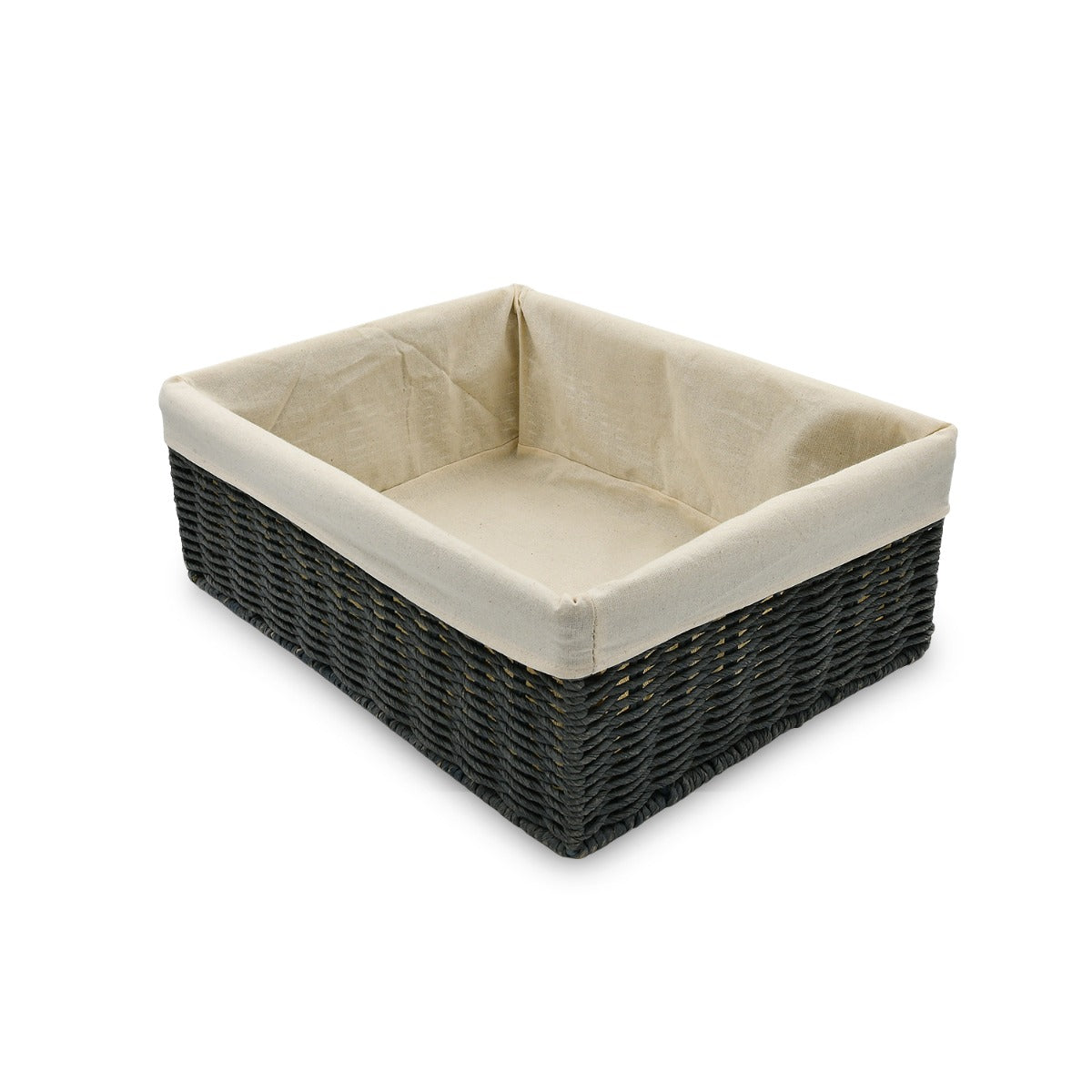 Homesmiths Large Storage Basket Dark Grey with Liner 36 x 27 x 13 cm