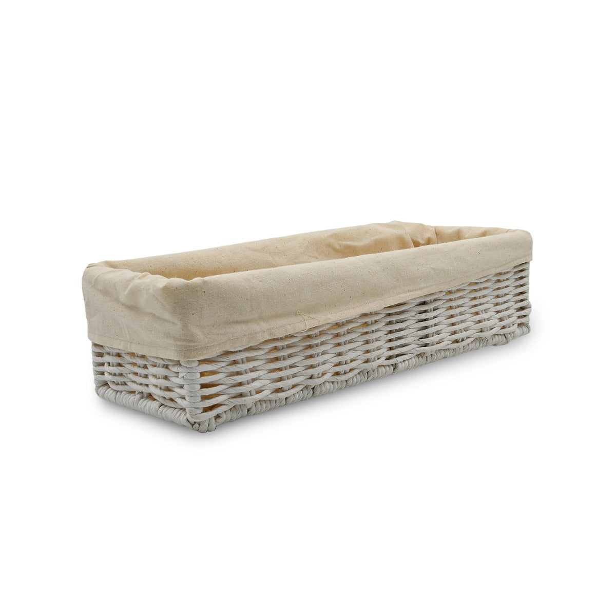 Homesmiths Storage Basket White with Liner - L32 x W10 x H8 cm