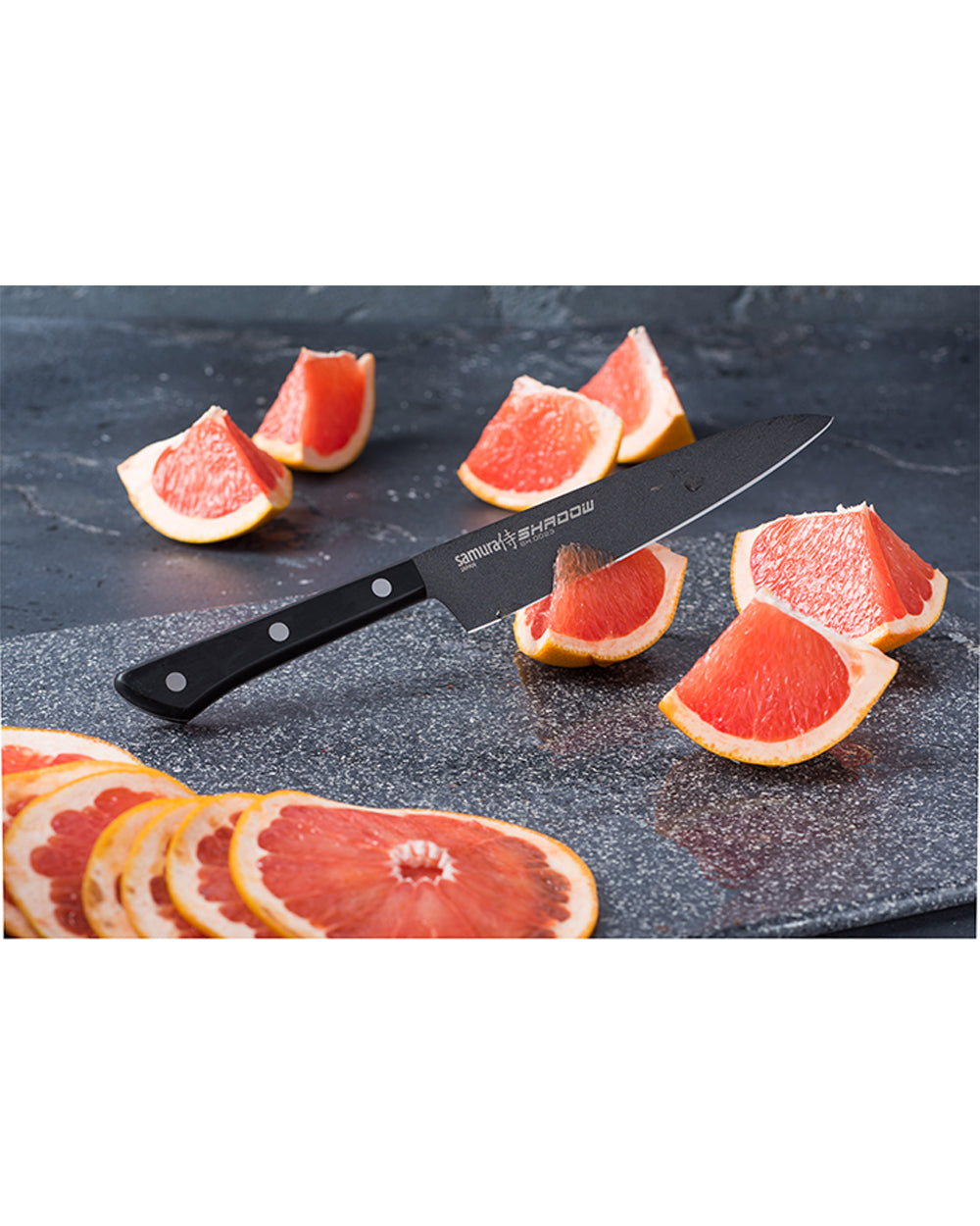 Samura Shadow Kitchen Knives with Black Non Stick Coating Set Of 3 Paring, Utility & Chef's Knife
