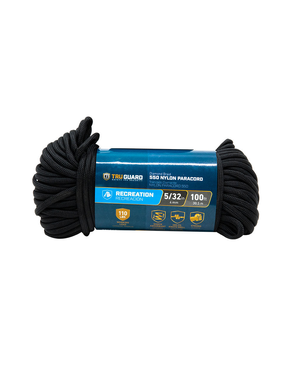 Tru-Guard 5/32"x100' Black Paracord