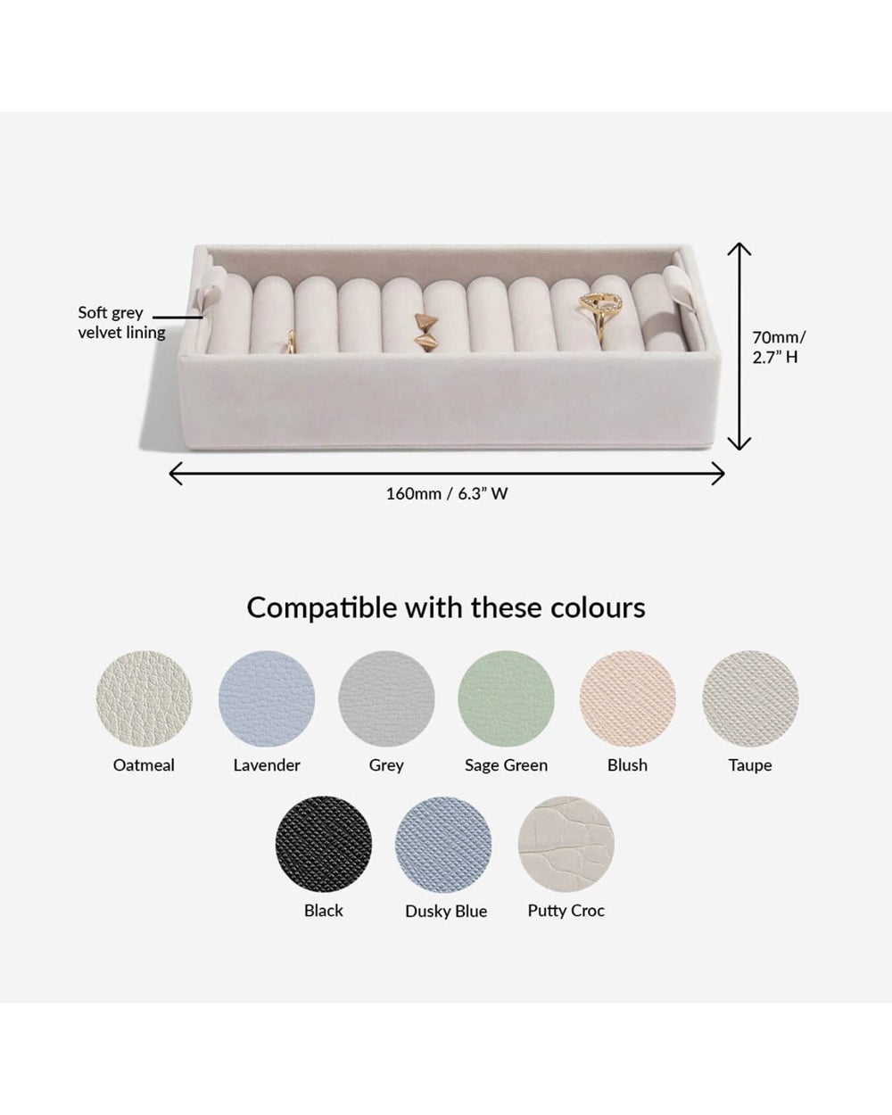 Stackers Velvet Ring Holder Grey