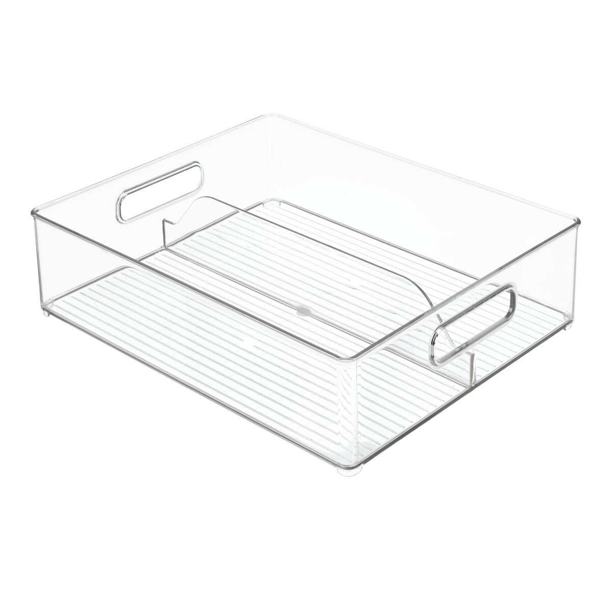 iDesign RPET Linus Shallow Divided Stacking Bin Clear