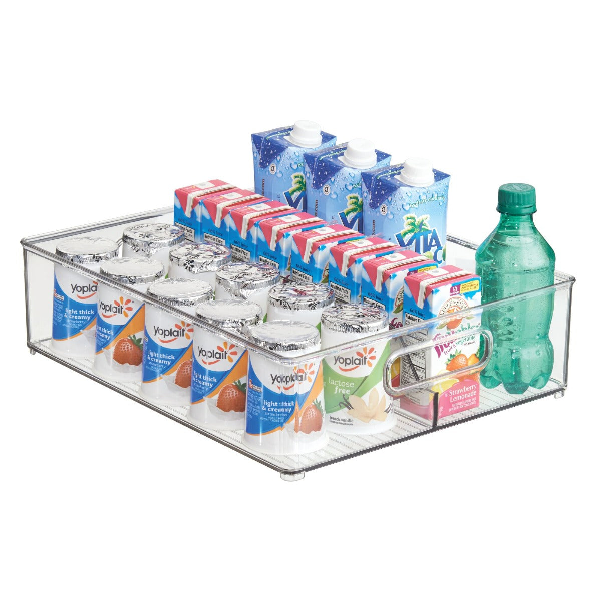 iDesign RPET Linus Shallow Divided Stacking Bin Clear