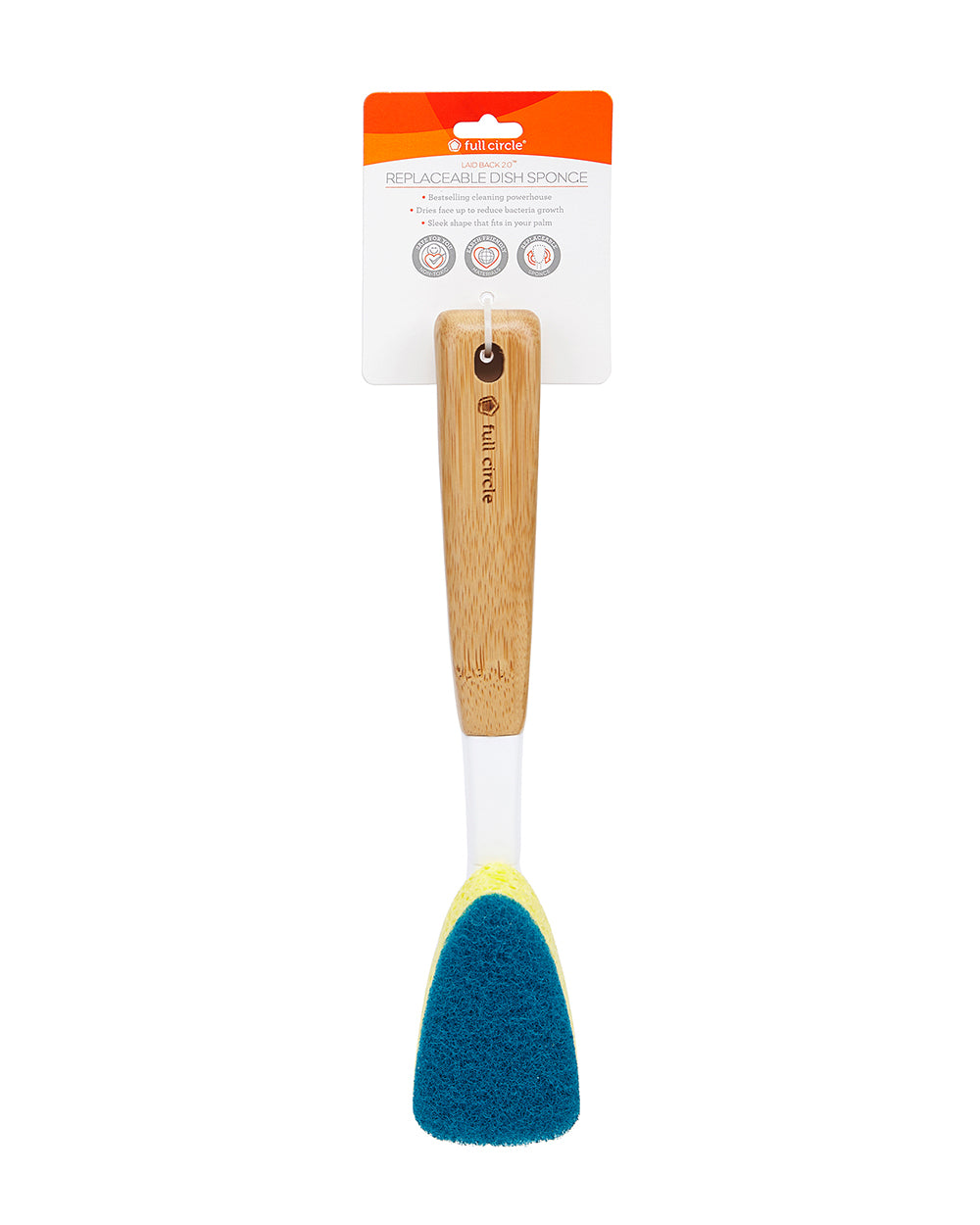 Full Circle Laid Back Replaceable Dish Washing Sponge Bamboo Handle