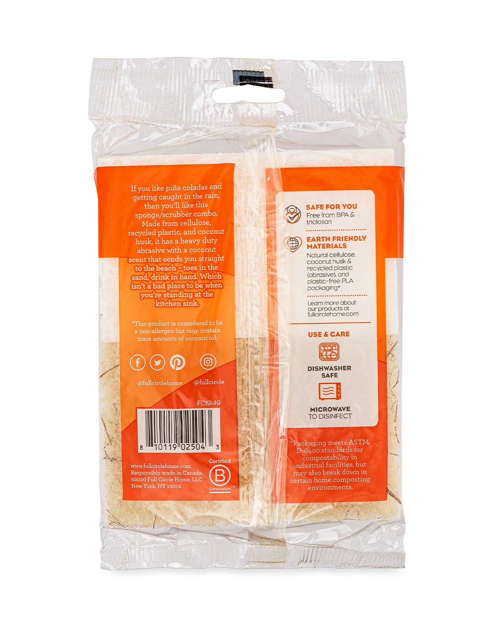 Full Circle Coconut Scrubber Sponge Heavy Duty Pack of 2