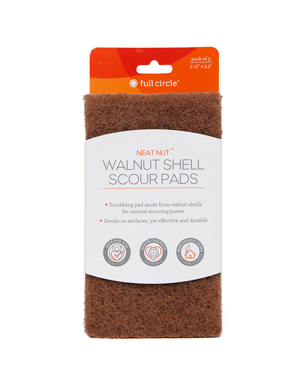 Full Circle Walnut Shell Scour Pads Pack of 3
