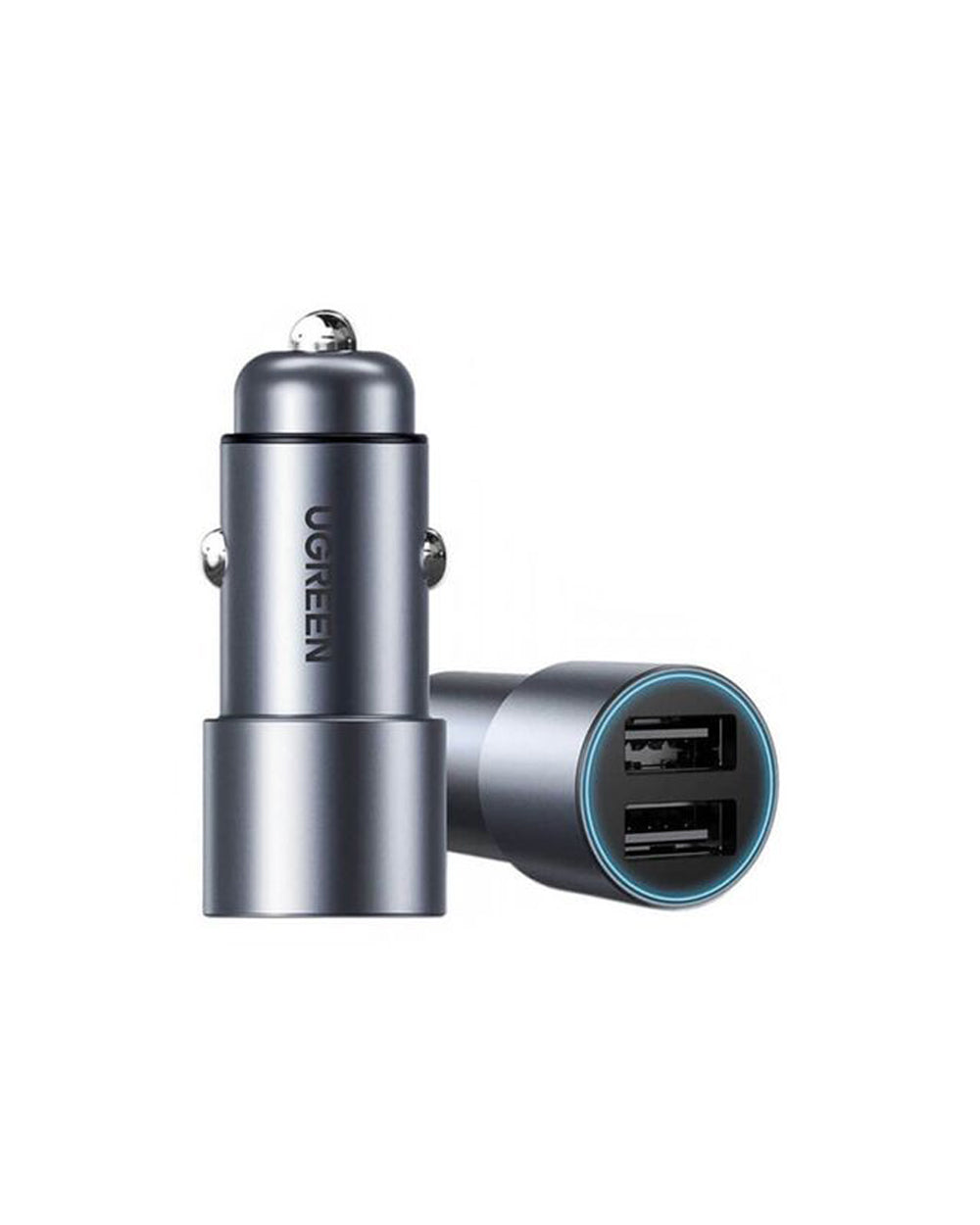 UGREEN Dual USB-A 24W Aluminum Case Car Charger Silver